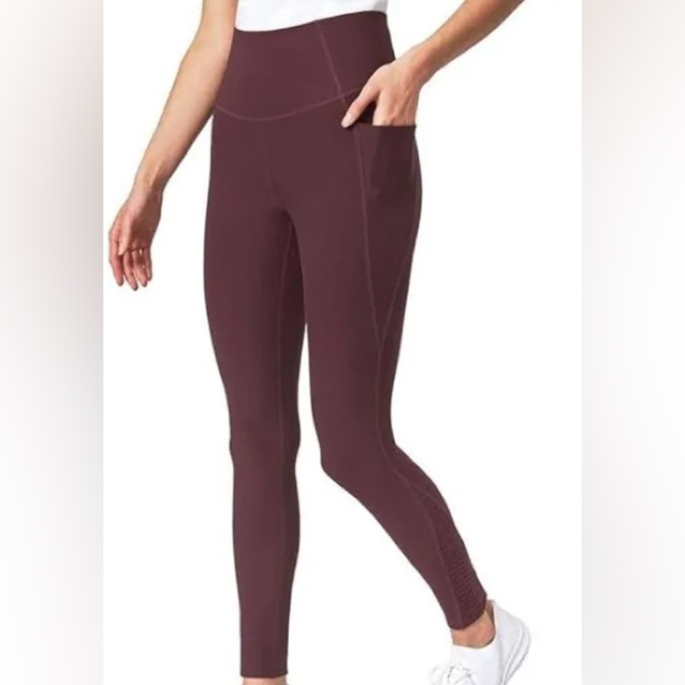 MONDETTA Burgundy High Waist Active Leggings Pockets High Rise Size XS NEW